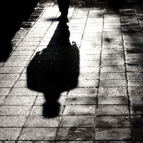 One man alone in the dark shadow silhouette